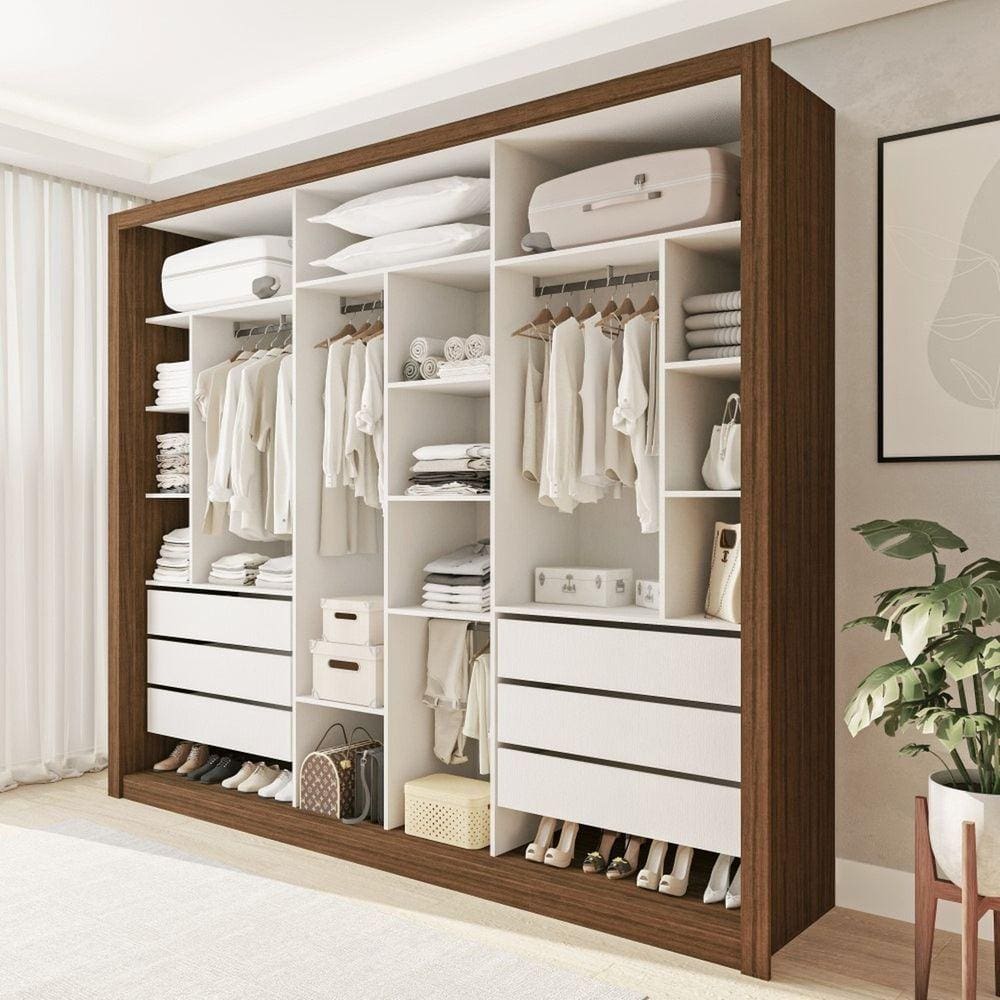 Closet Casal sem Portas 6 Gavetas Itália Carvalho
