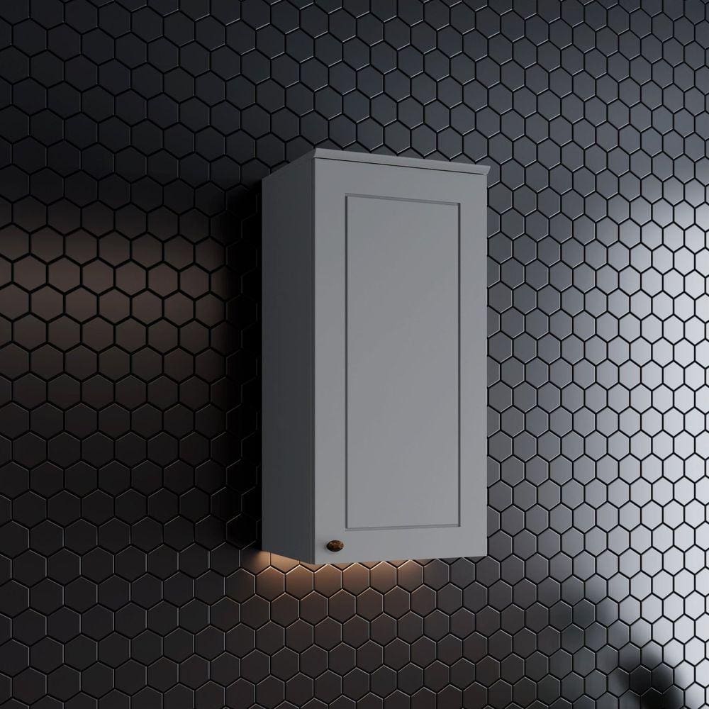 Armário Aéreo 1 Porta 40cm Emily Espresso Móveis Cinza