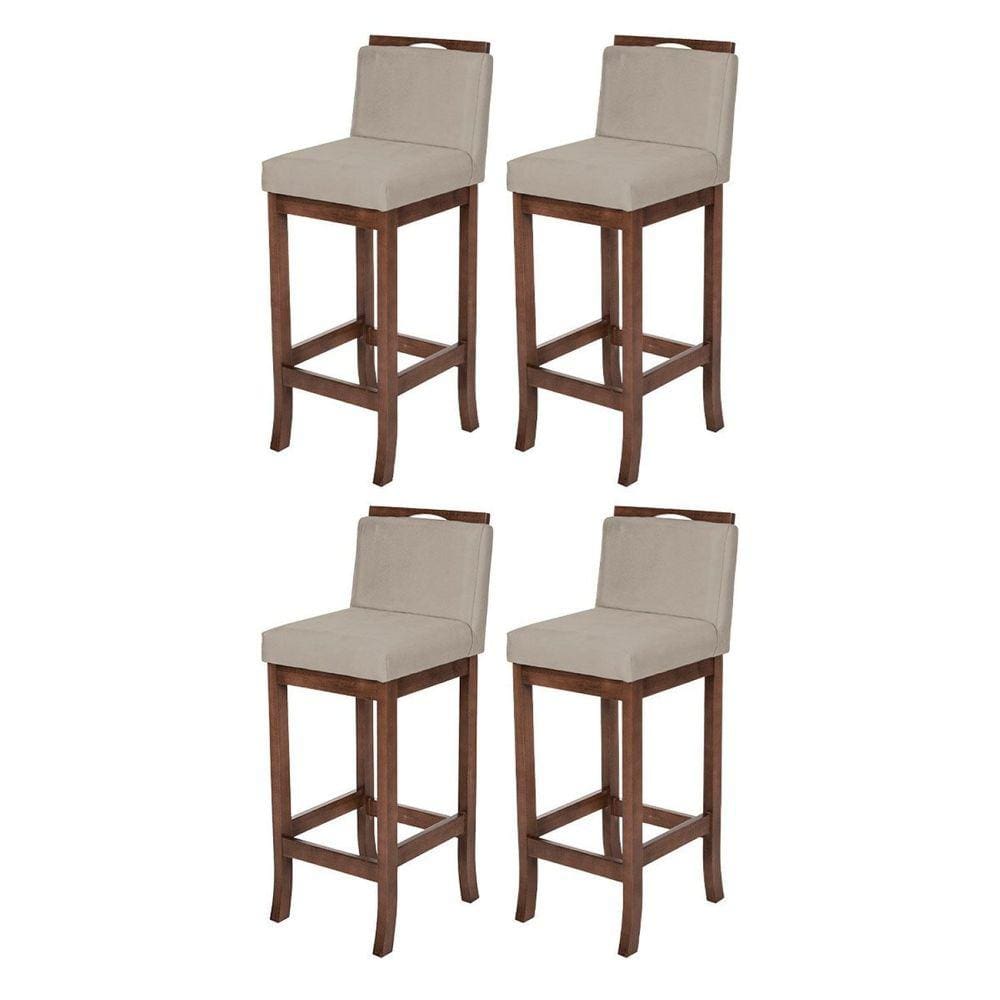 Kit 4 Banqueta Baixa em Madeira Maciça Capuccino