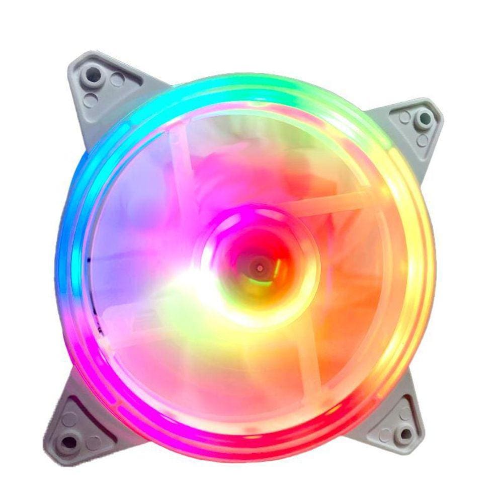 Cooler Fan Gamer Fc1330 Branco Rgb Bordas Led Hayom 120Mm