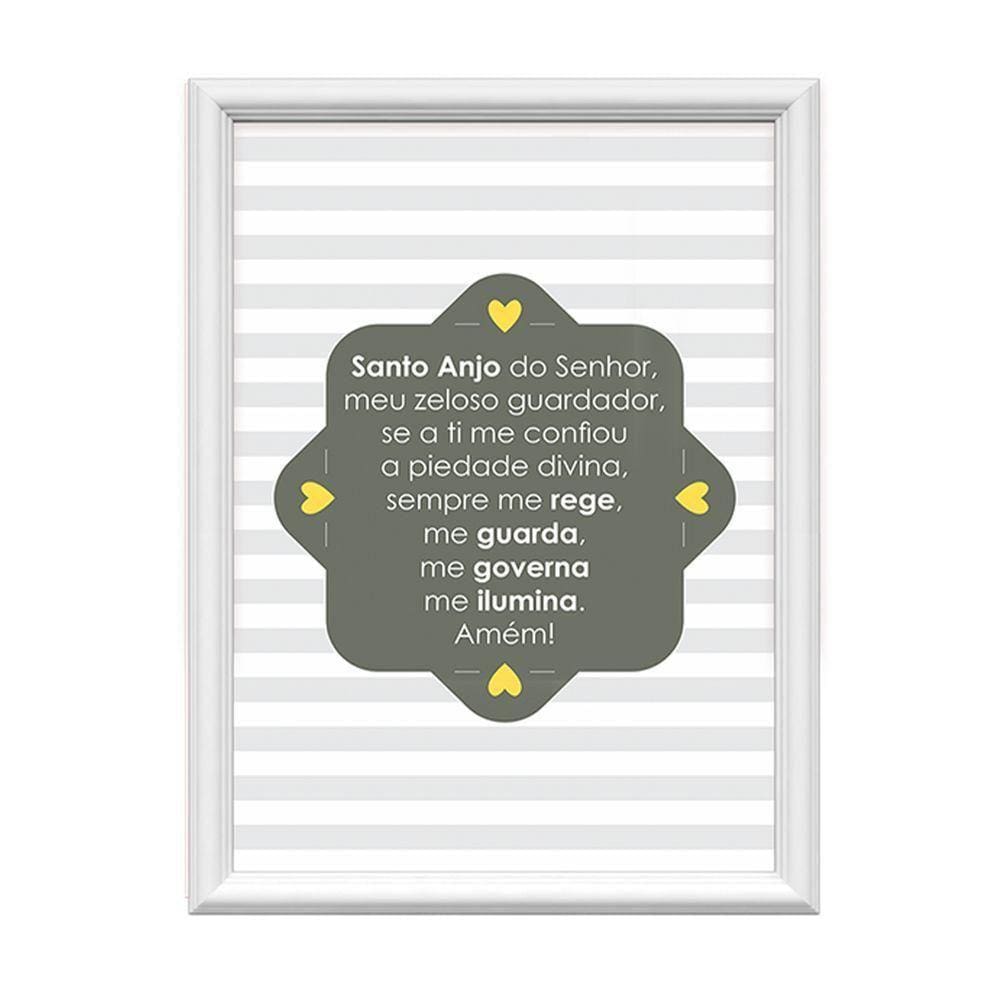 Quadro Decorativo Santo Anjo Do Senhor Listrado Amarelo 34x44cm