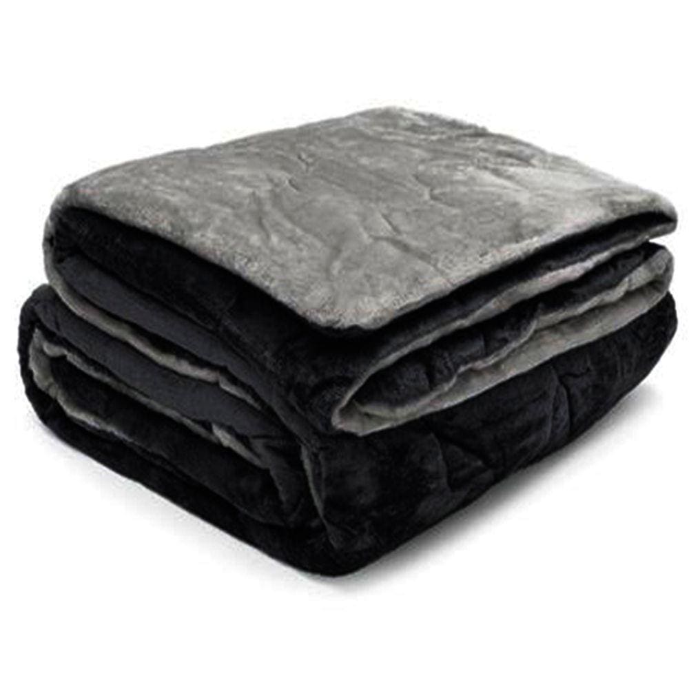 Edredom Buettner King Plush Flannel Dupla Face 260Mx280M Preto E Metal Escuro