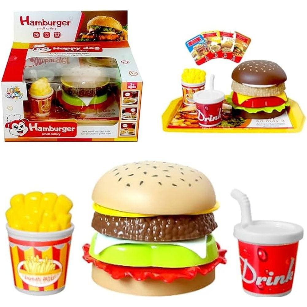 Kit Infantil Faz De Conta Hamburguer Colorido Divertido