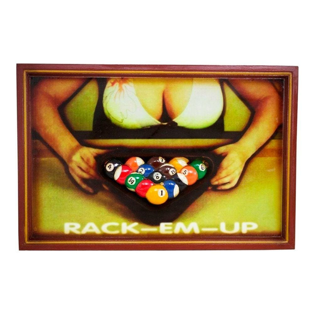 Quadro De Madeira Decorativo Rack Em Up Bilhar Sinuca