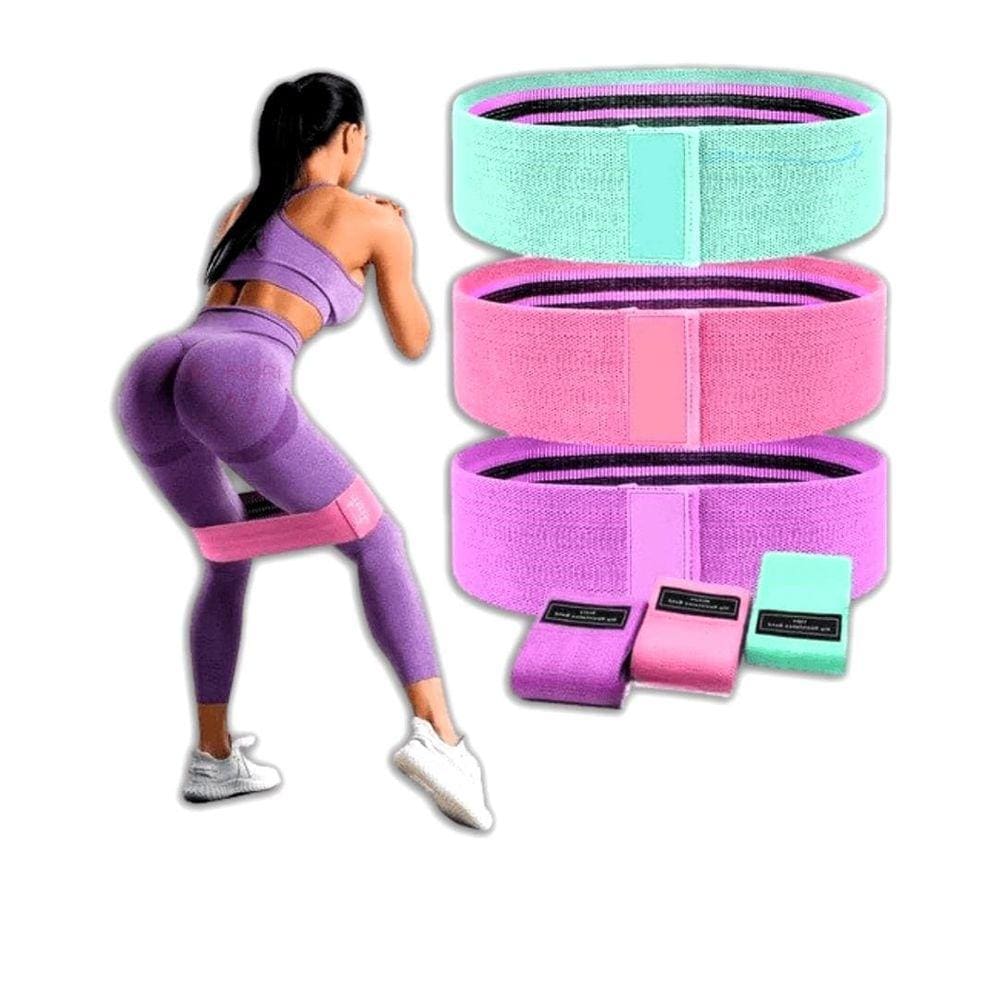 Kit de 3 Faixas Elásticas para Exercícios com 3 Níveis de Resistência