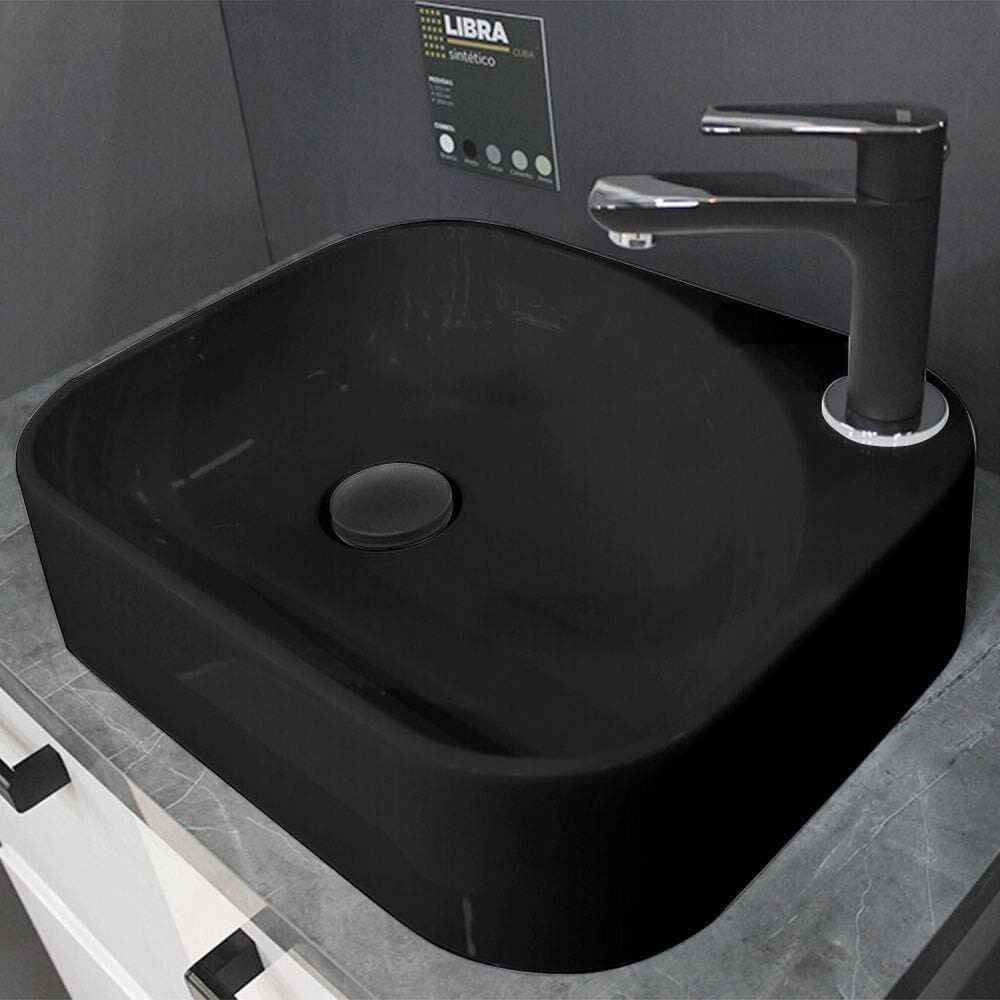 Cuba para Banheiro em Mármore Sintético Libra Cozimax Preto