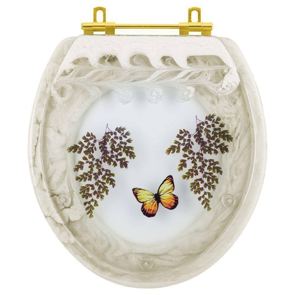 Tampa De Vaso Poliester Oval Bege Decorado Borboleta Amarela