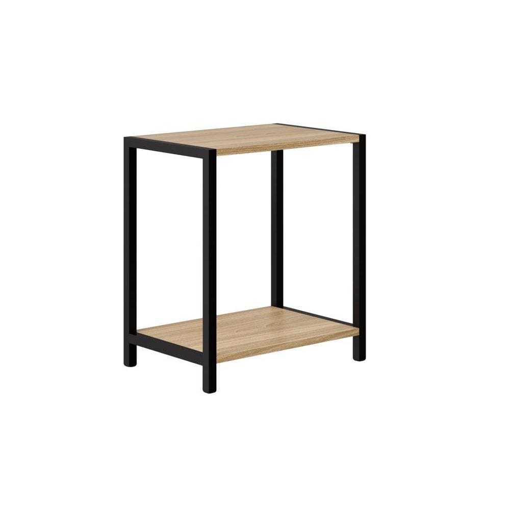 Mesa De Cabeceira Estilo Industrial Mdf E Metalão 44cm Madeirado Nogueira