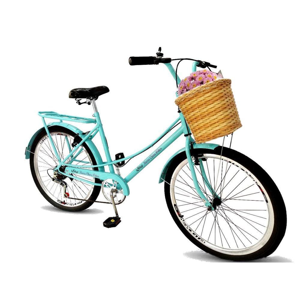 Bicicleta Aro 26 retrô  cesta tipo vime 6 marchas mary