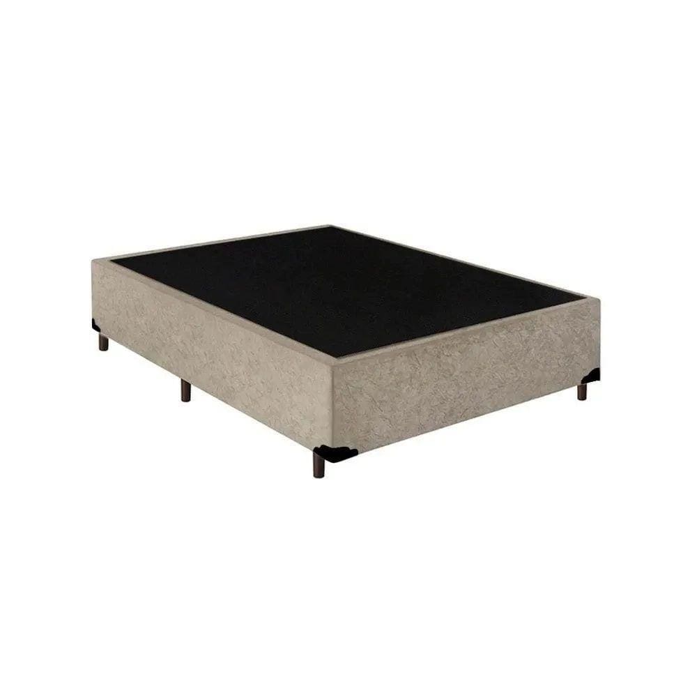 Base Box Casal Blindado Suede Bege