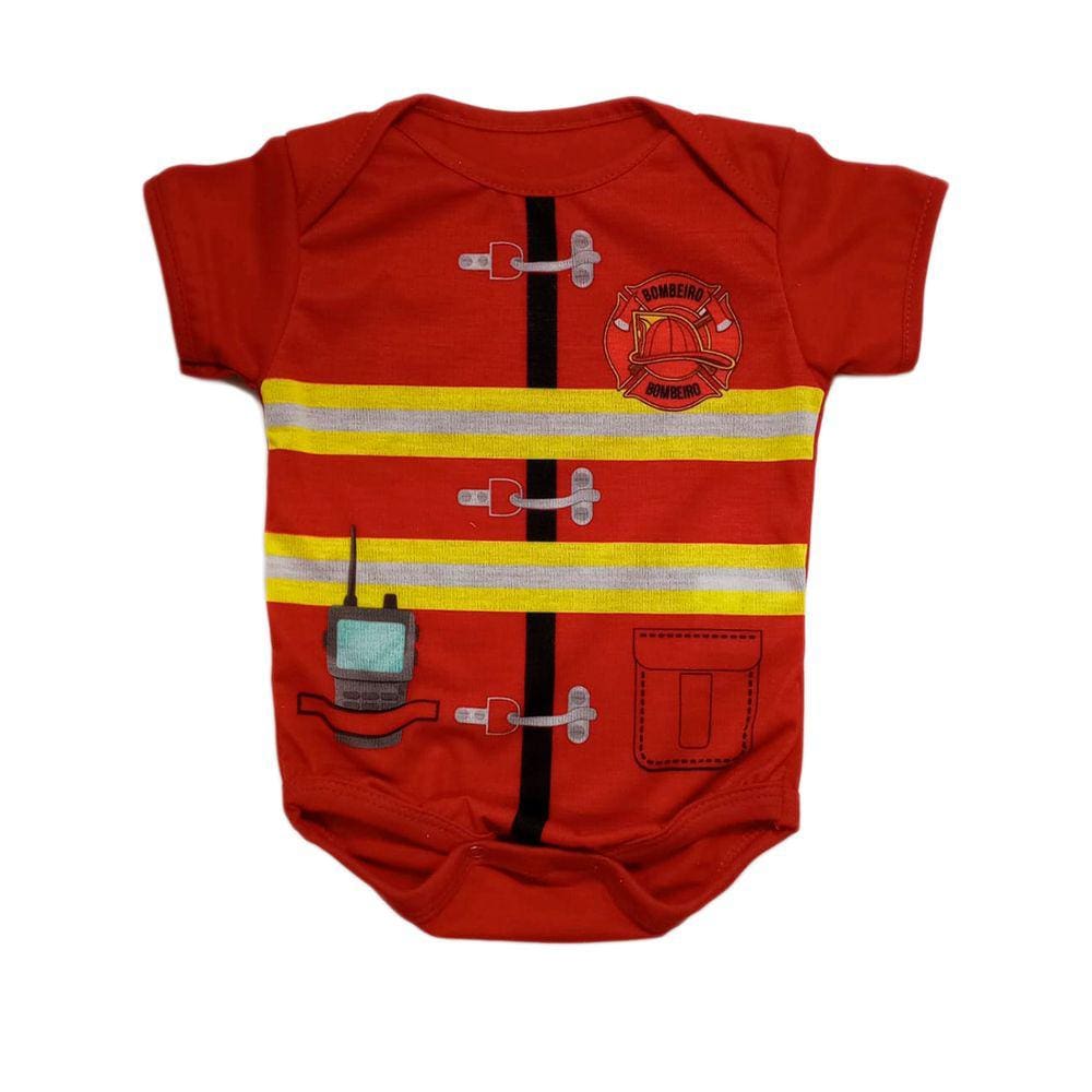 Body de Bebê Manga Curta Temático Bombeiro