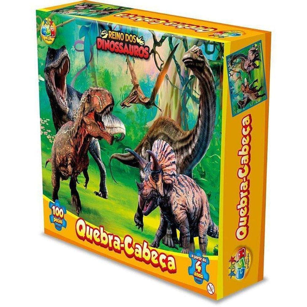 Quebra Cabeça Cartonado Dinossauros 100 Peças
