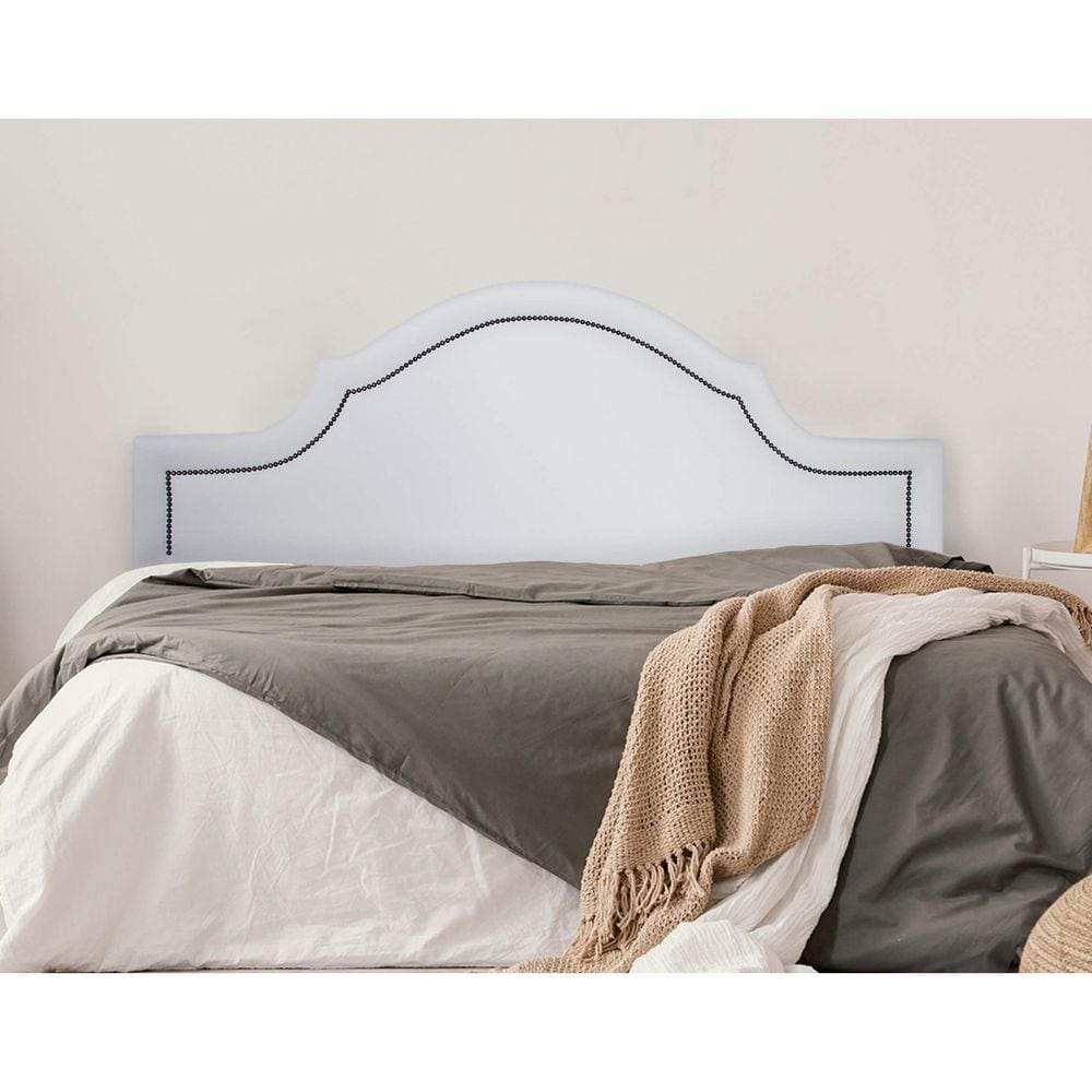 Cabeceira Queen Estofada para Cama Box Provençal Luxo com Tachas 160x60cm Branco/Fumê