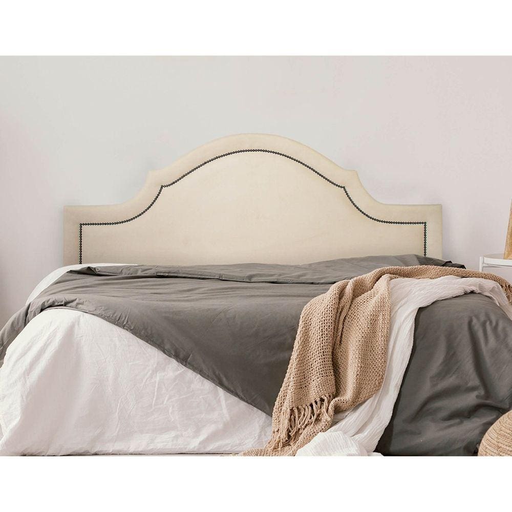 Cabeceira Queen Estofada para Cama Box com Tachas 160x60cm Provençal Luxo Off White/Fumê