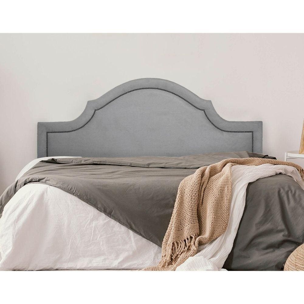 Cabeceira Queen Estofada para Cama Box com Tachas 160x60cm Provençal Luxo Cinza/Fumê