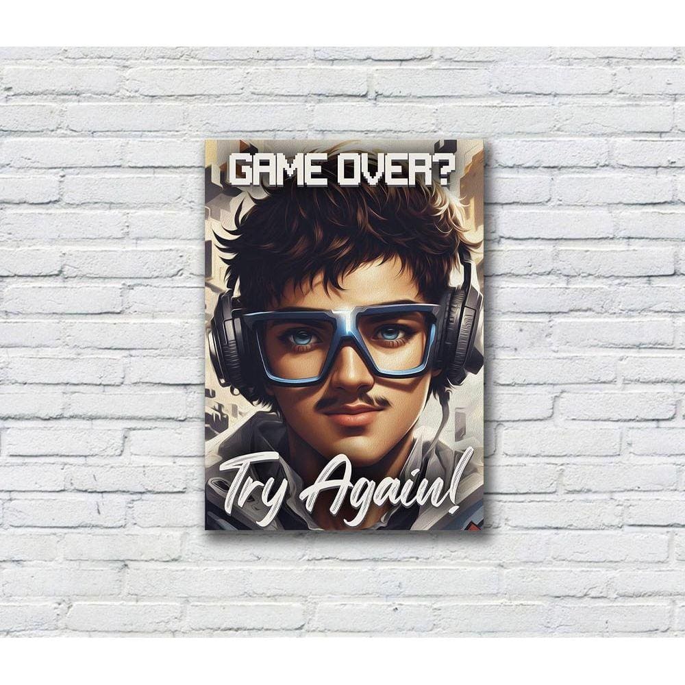 Quadro/Placa Decorativa Gamer MDF 20x28 Game Over Try Again