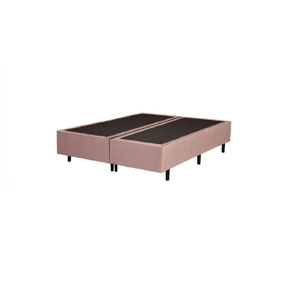 Base Box Queen Bipartido Suede Rosé