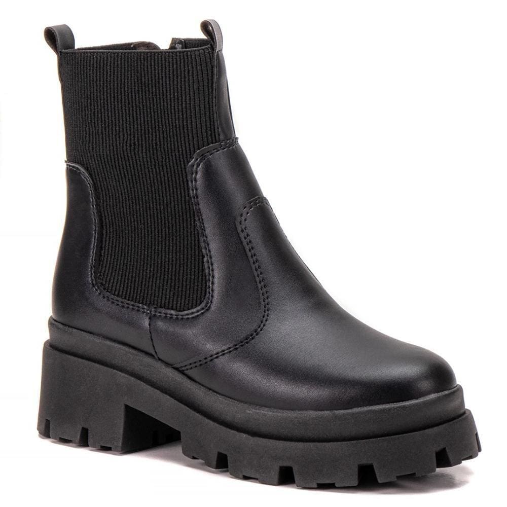 Bota Feminina Tratorada Chelsea Elástico Confortável Moderna