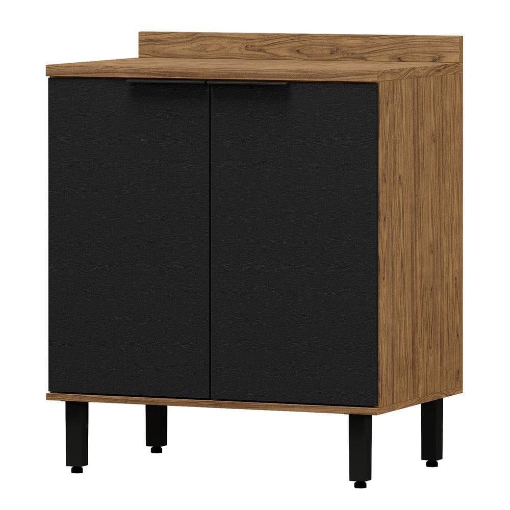 Balcão de Cozinha Toscana 2 Portas 100% Mdf Freijó/Nero Bto02 - Mx Móveis