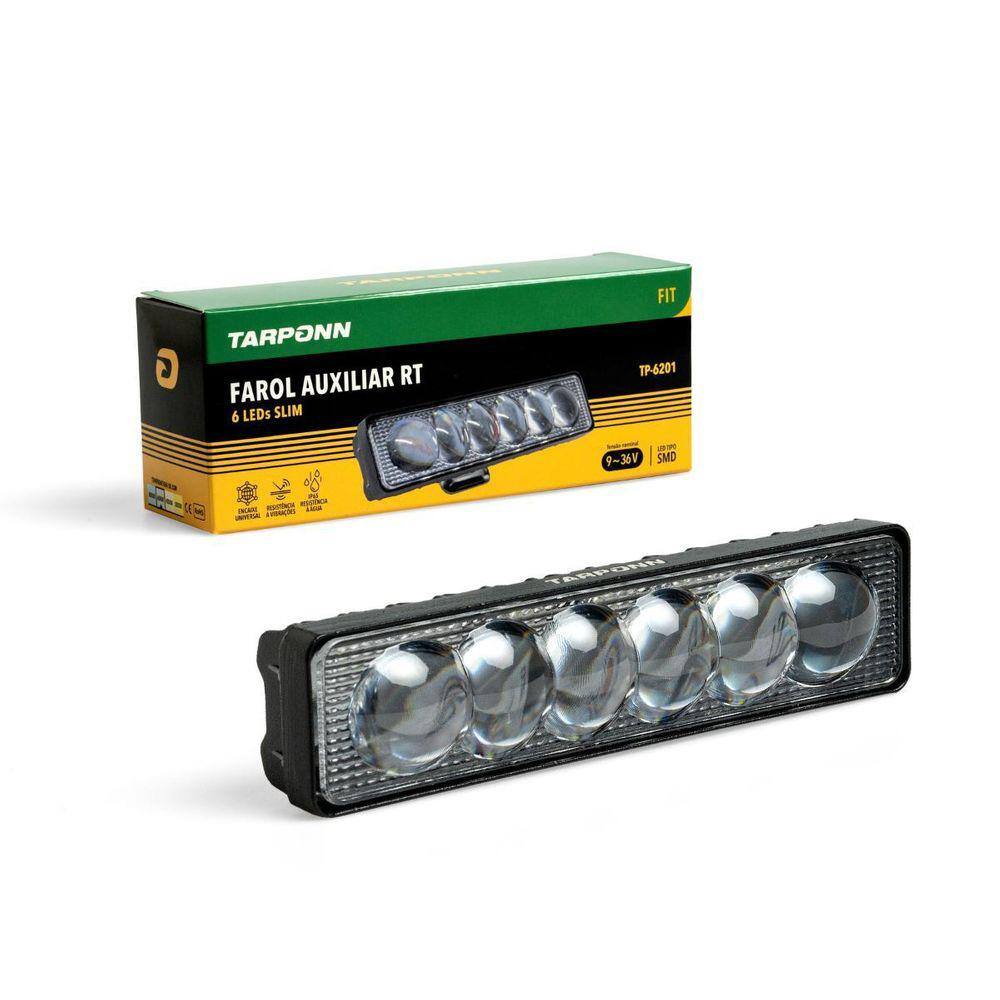 Farol Auxiliar Milha Rt 6 Leds Slim 12/24V 6000K