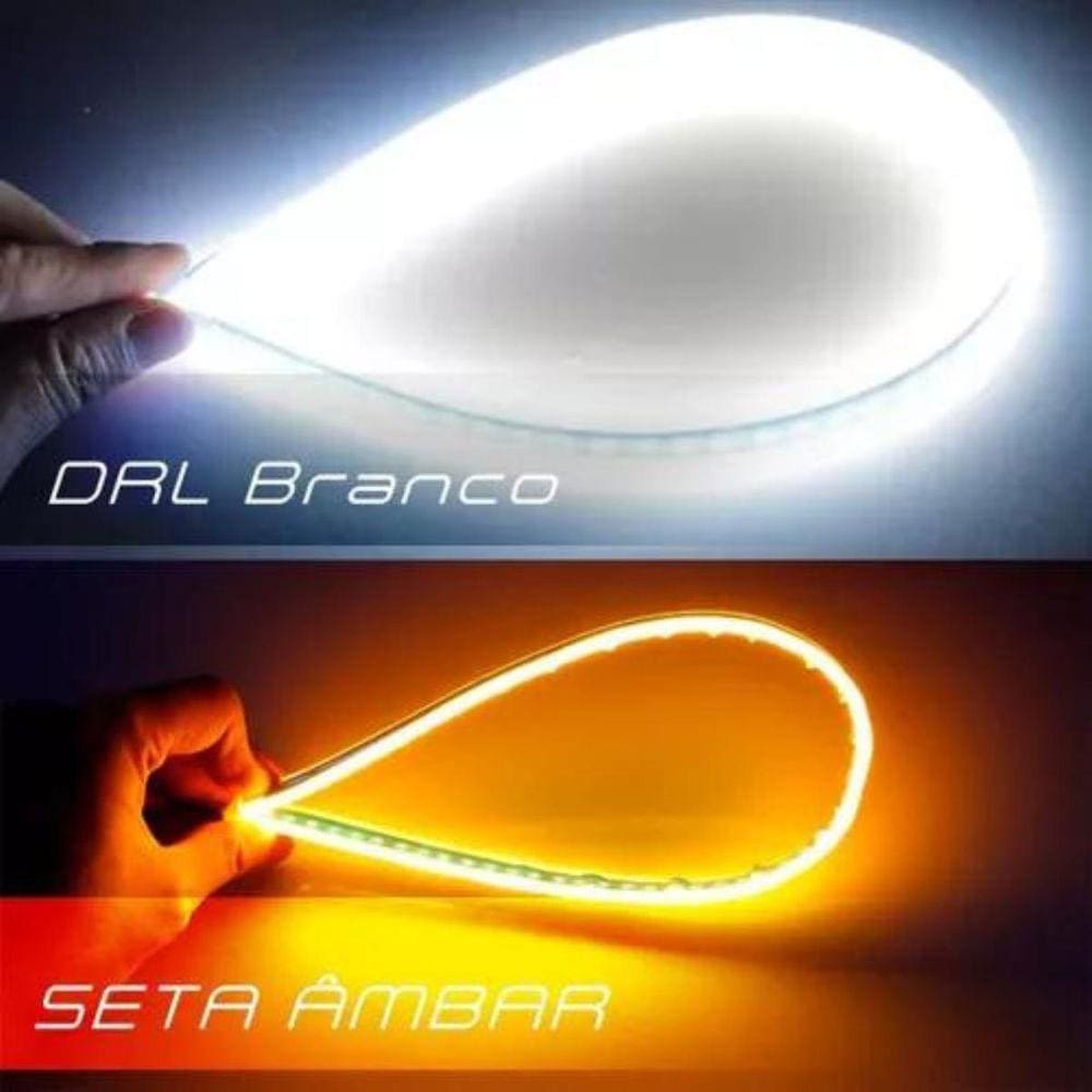 Fita Barra Led 45Cm 12V Flexível Farol Drl + Seta Sequencial