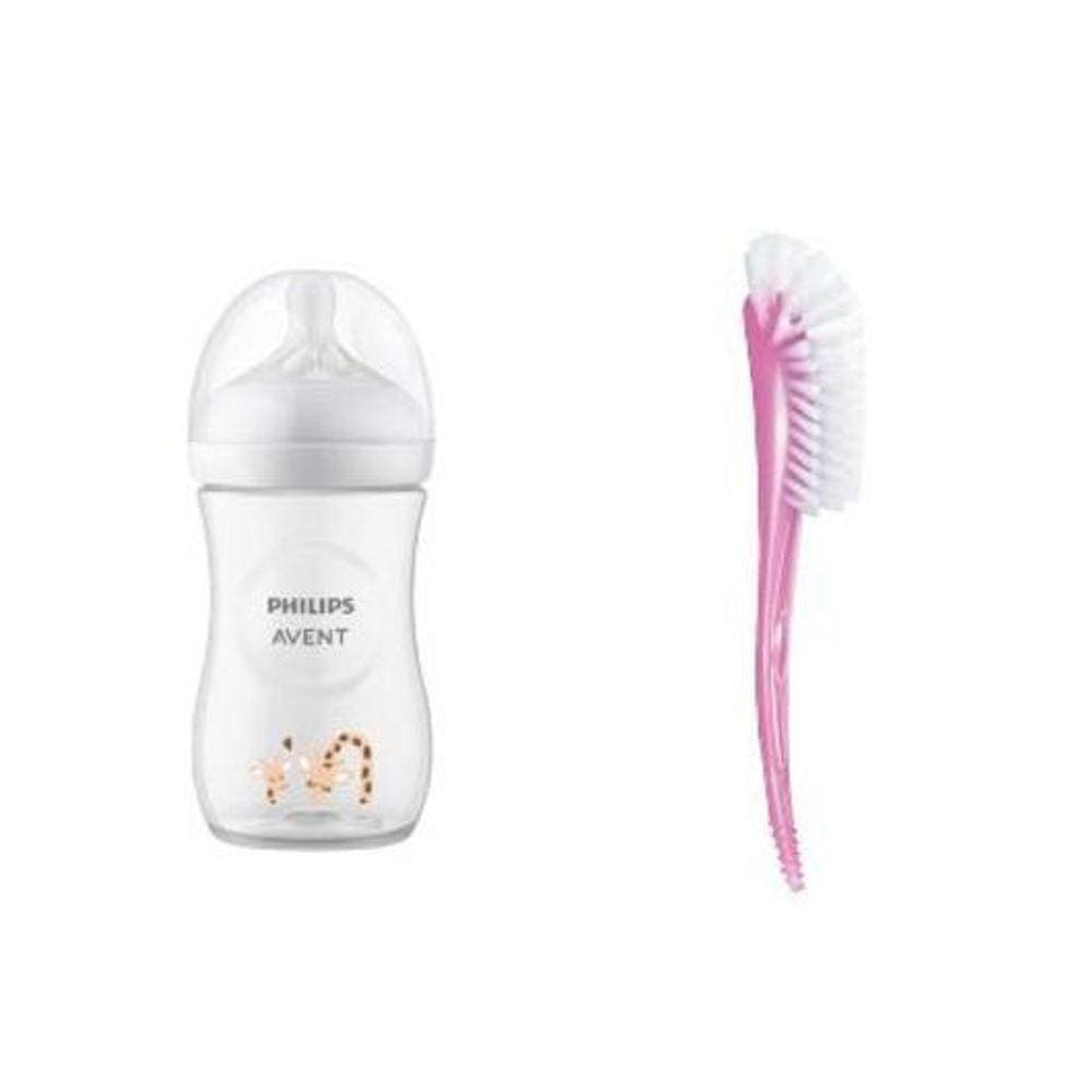 Mamadeira Avent Philips Pétala 260 Ml Girafa + Escova Lavar