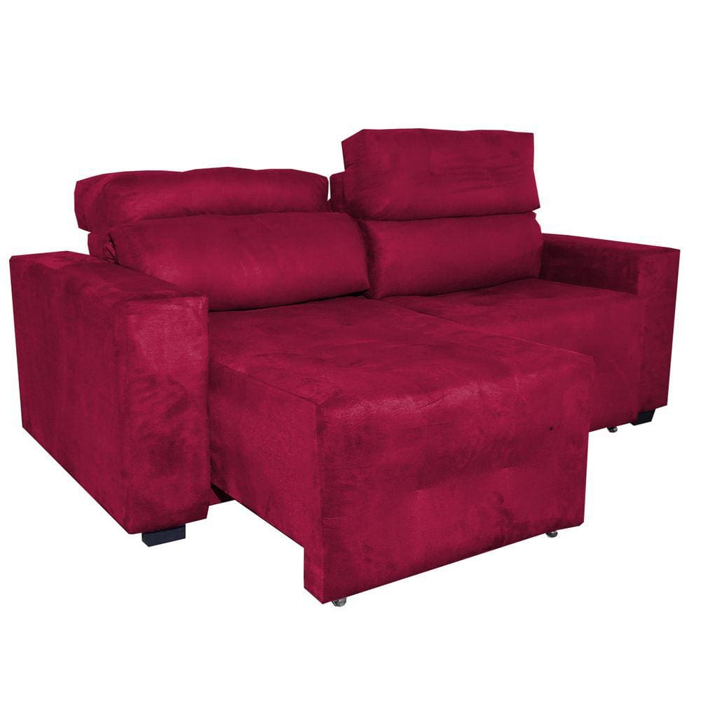 Sofa Dois Lugares 2 Metros Retratil e Reclinavel Rick Vermelho