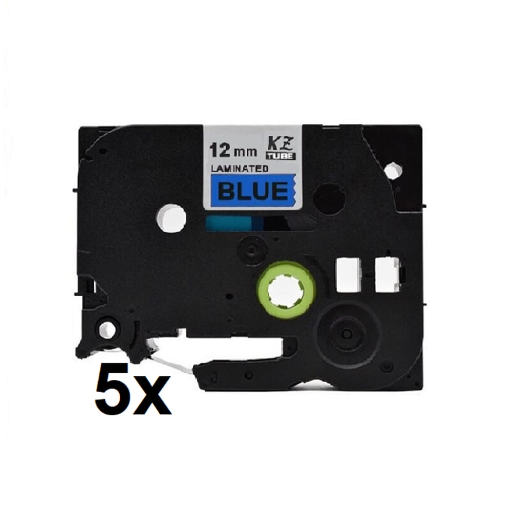 Kit 5 Fitas Compatível Brother Tze 531 Azul Letra Preta 12mm