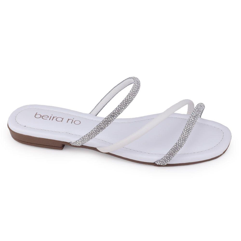 Chinelo feminino Beira Rio 8431.213 rasteirinha tiras strass