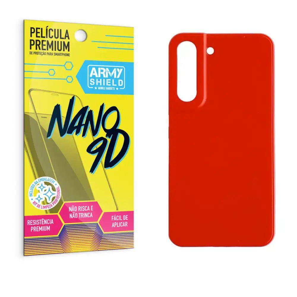 Kit Capinha de Silicone Vermelha Samsung S22 + Película de Cerâmica 9D - Armyshield