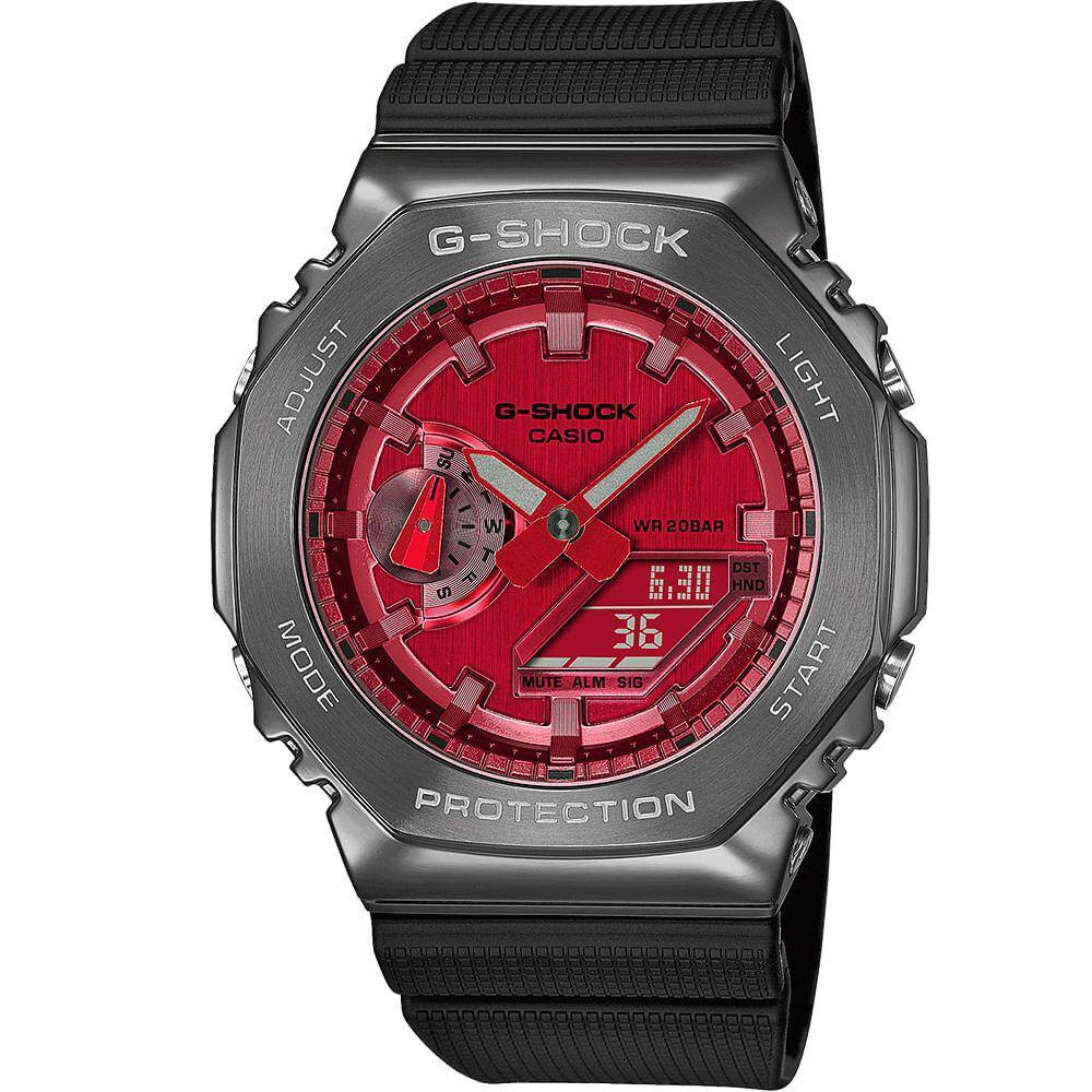 Relógio CASIO G-SHOCK masculino preto vinho GM-2100B-4ADR