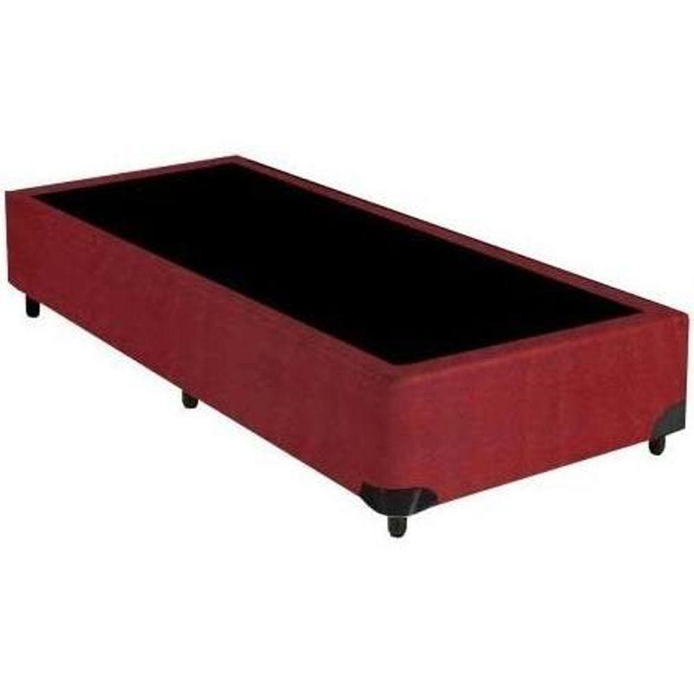 Base Box Solteiro Blindado Suede Vermelho