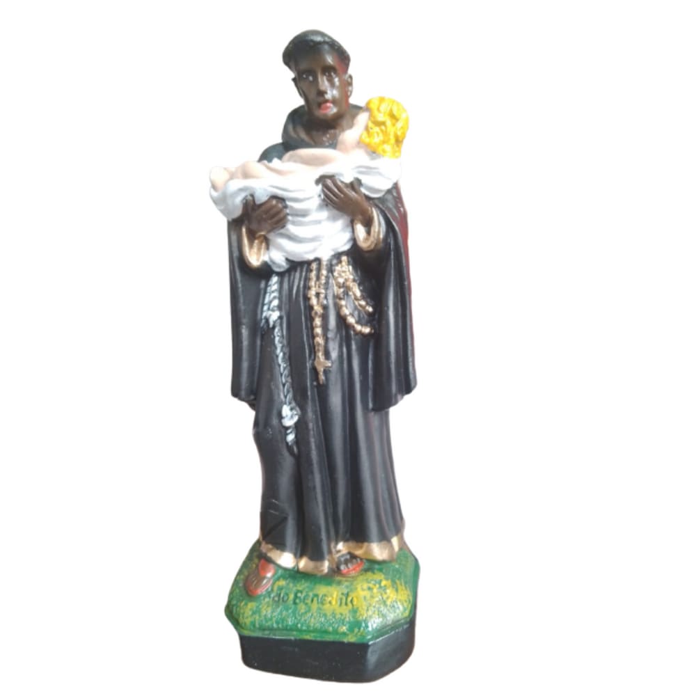 Estatua Imagem São Benedito 20cm Gesso
