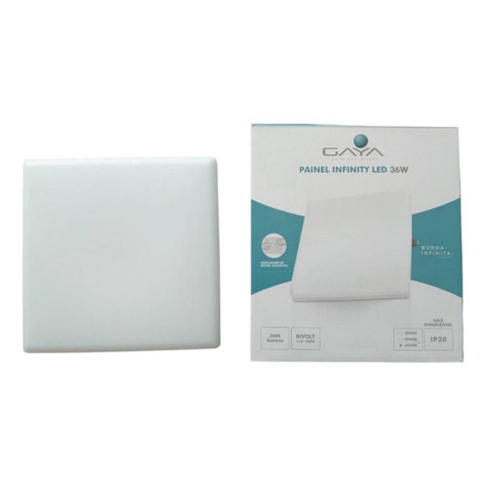 Painel Led Borda Infinita Quadrado 36w Embutir Branco Quente 3000k