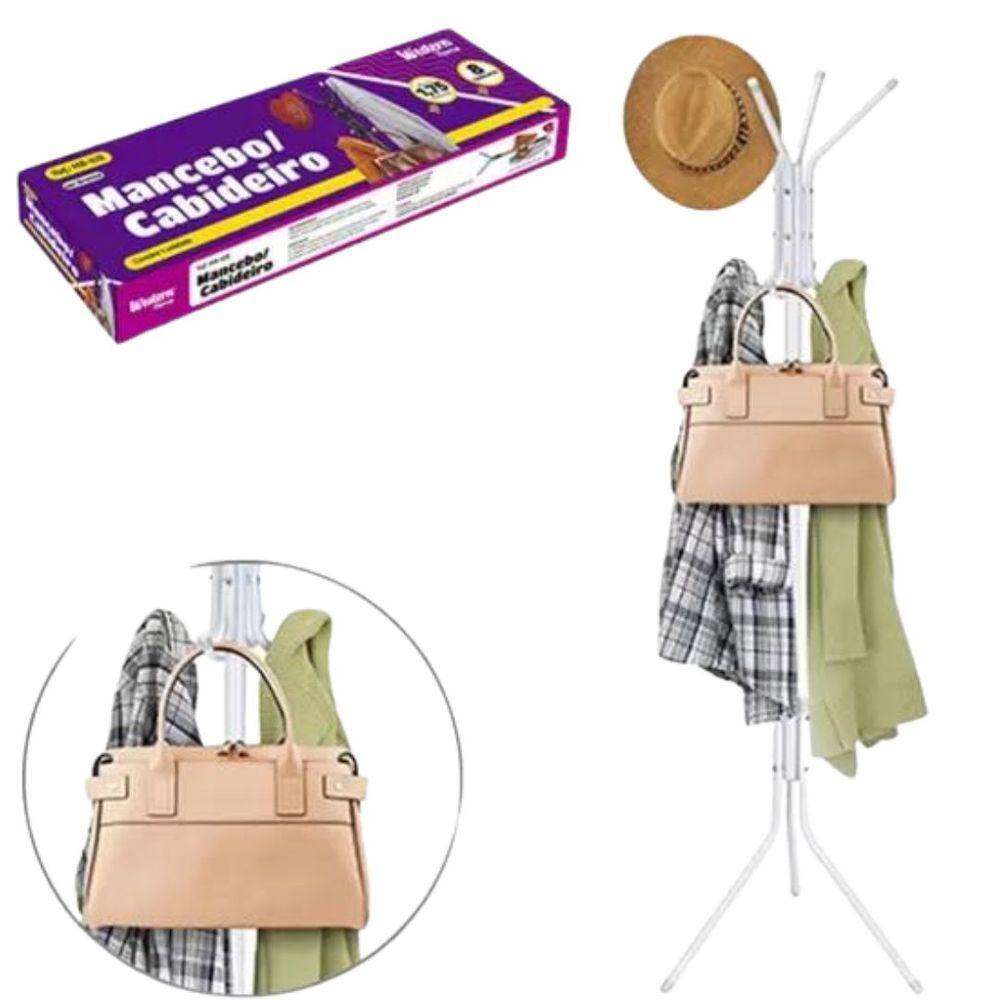 Cabideiro de Roupa Mancebo Prático Porta Casaco Bolsa Arara Branco1,75x45cm Western