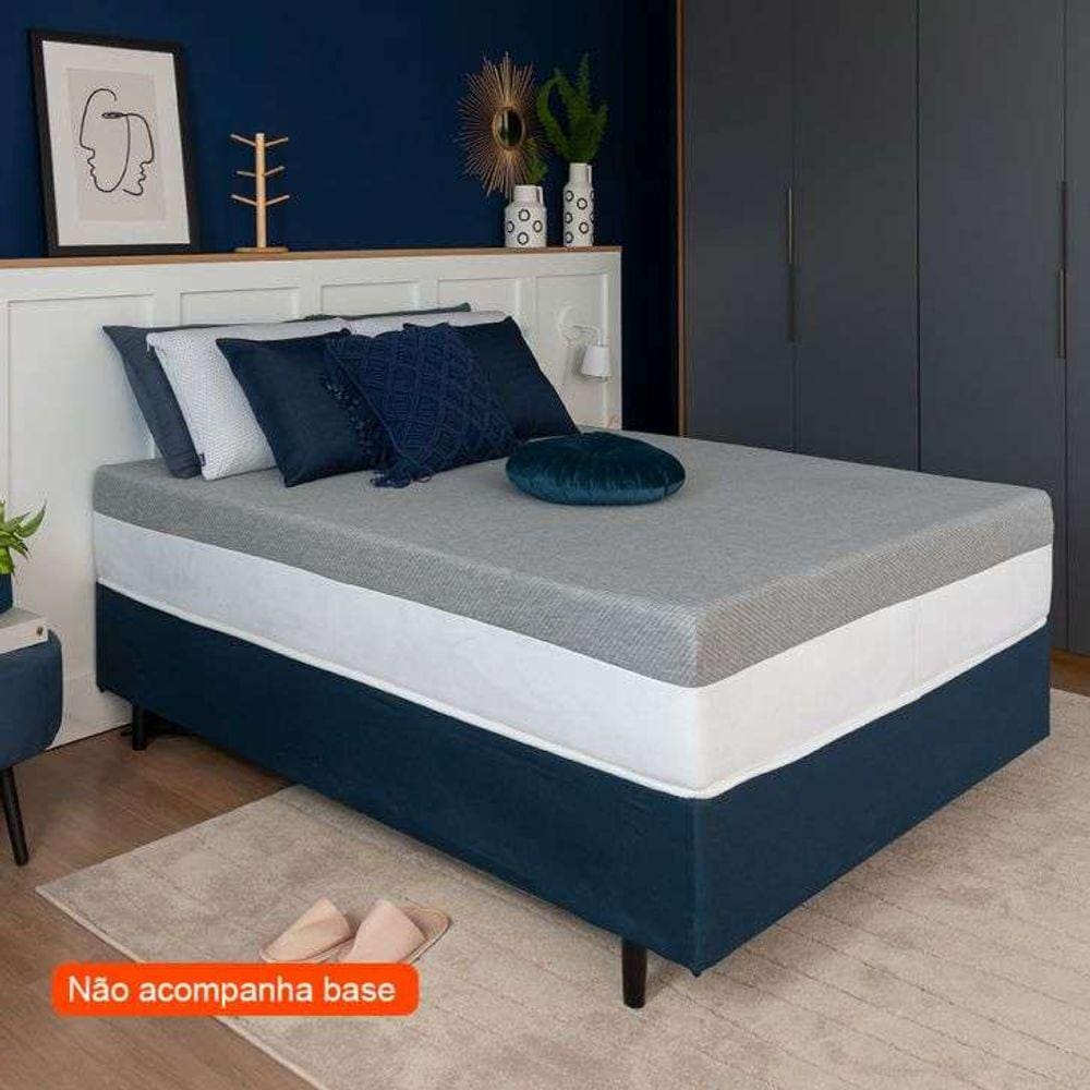 colchão viúva guldi dream mola ensacada (30x128x188) com 2 travesseiros guldi dream cinza e branco