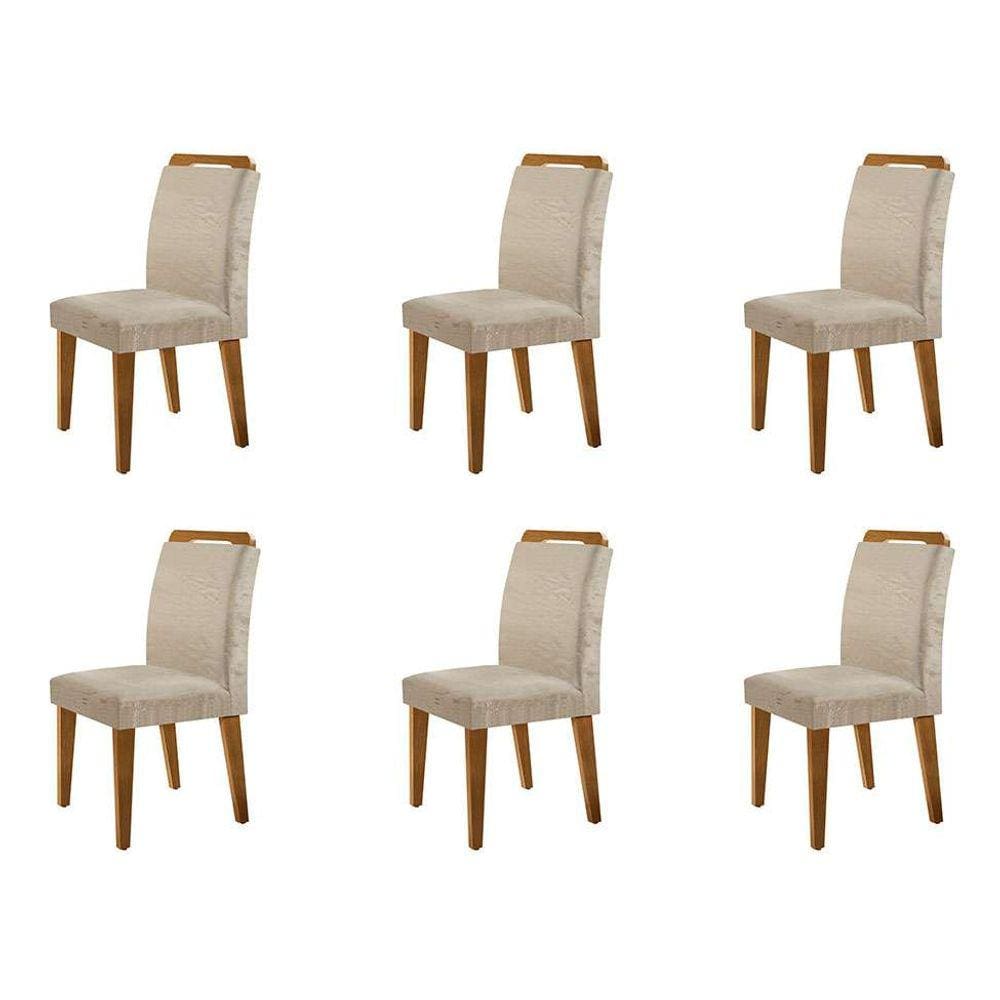 conjunto com 6 cadeiras olivia suede amassado chocolate e capuccino