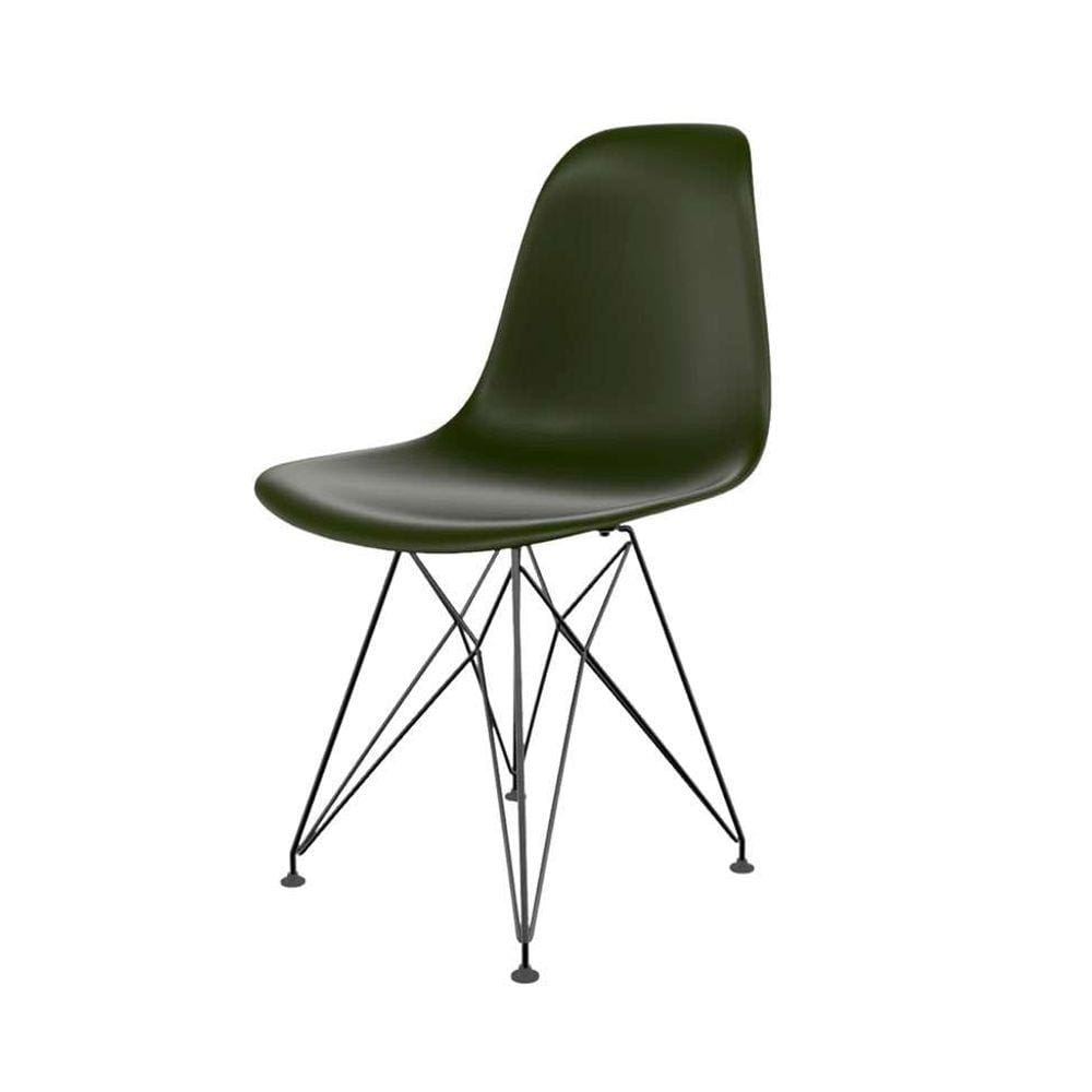 cadeira eames verde musgo e preta