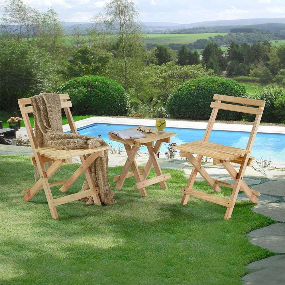 conjunto de mesa de centro e 2 cadeiras forest bege