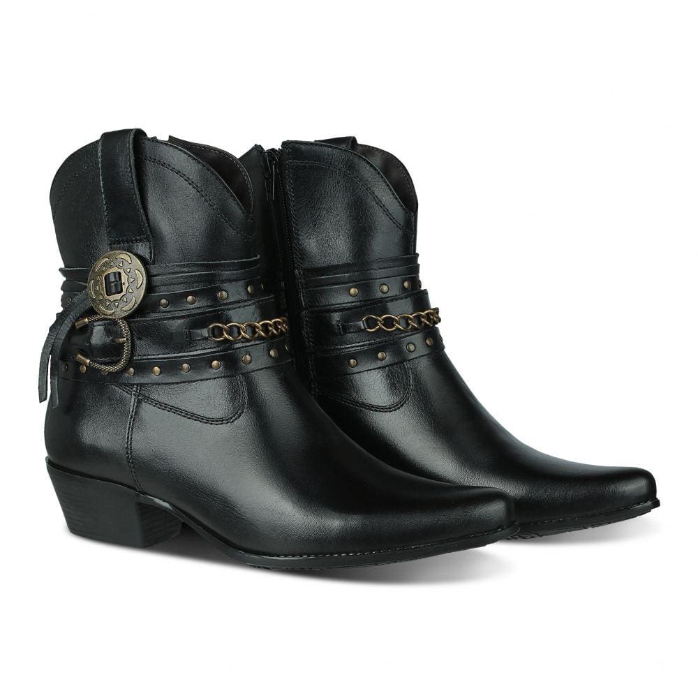 Bota Western M&D Store Bico Fino Cano Curto Em V Sola Borracha