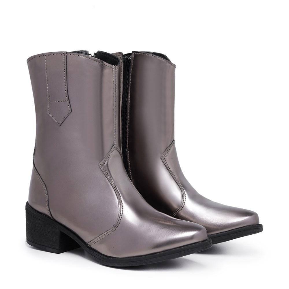 Bota cano curto via uno com metal sales feminina