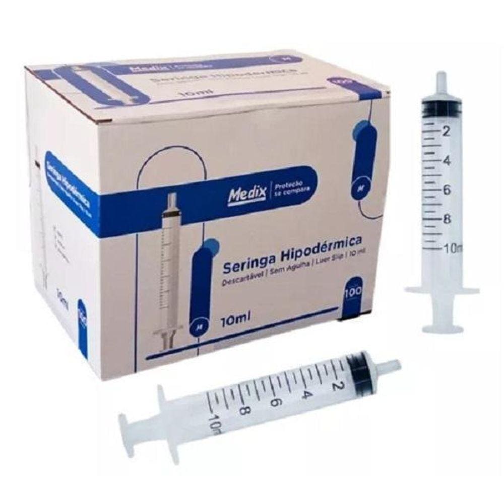 Seringa 10Ml Sem Agulha Luer Slip Medix 100 Und