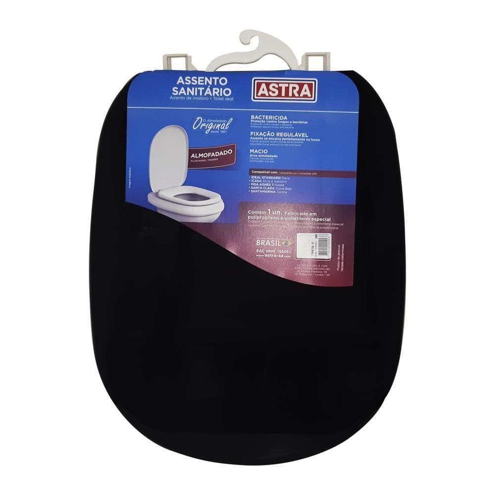 Assento Sanitário Almofadado Astra Sabatini Preto Icasa