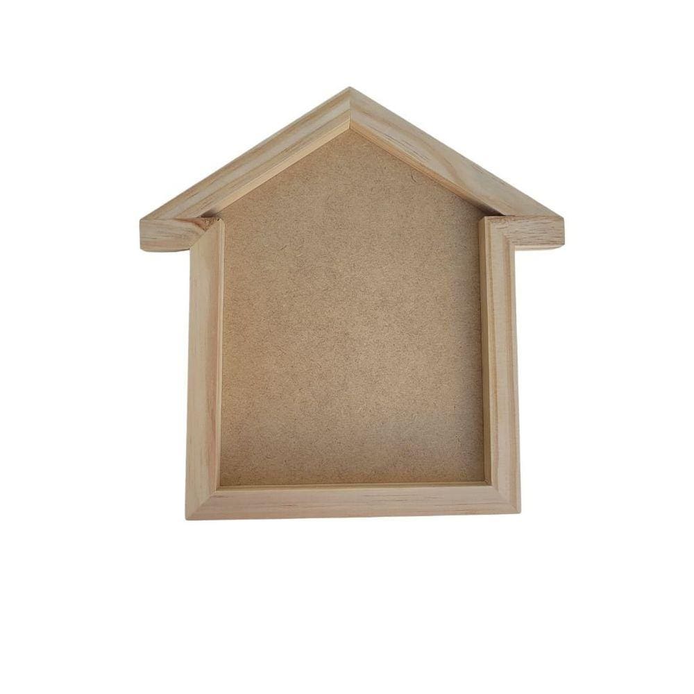 Casinha com moldura em Pinus com fundo removível em mdf 23cm- Jeito Próprio Artesanato