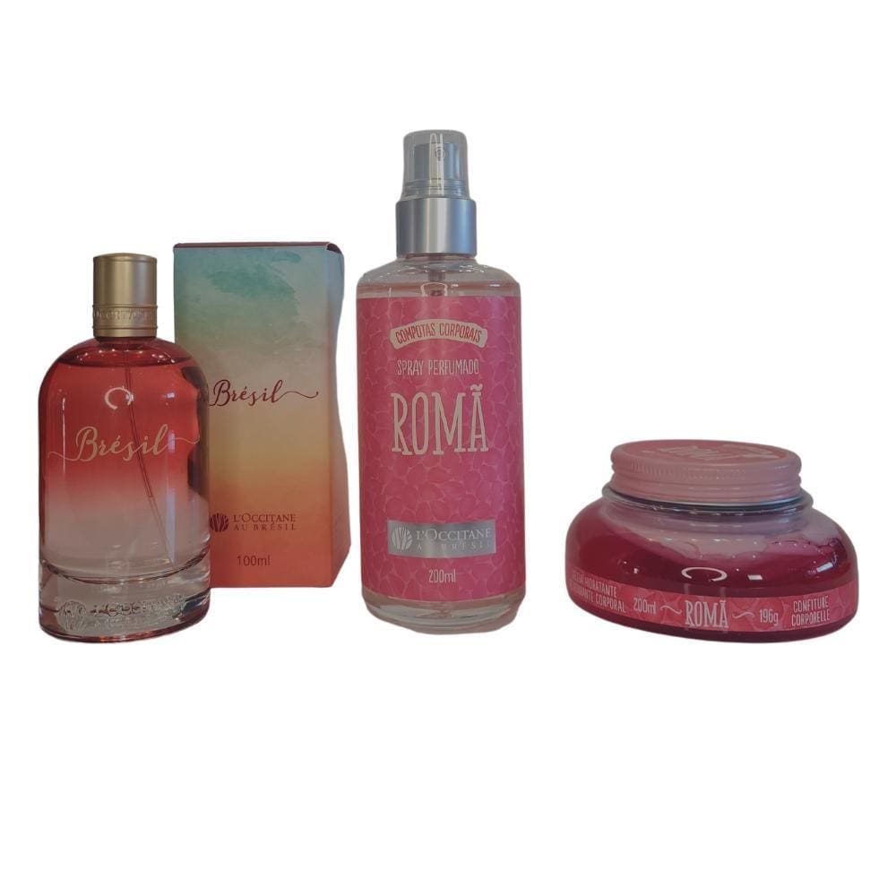 Kit L`Occitane Colonia Brésil+Spray Roma+Geleia Hidra Romã