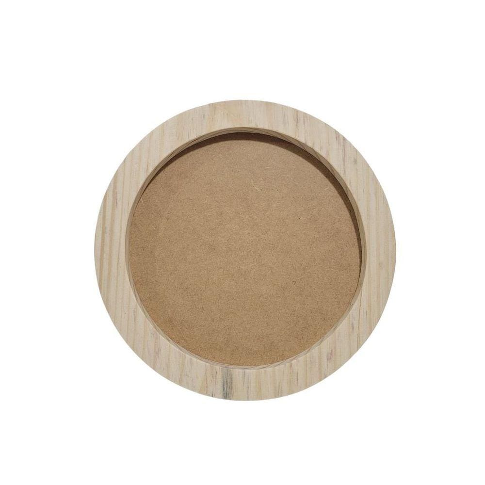 Moldura Redonda em pinus c/fundo removível em mdf 28cm - Jeito Próprio Artesanato