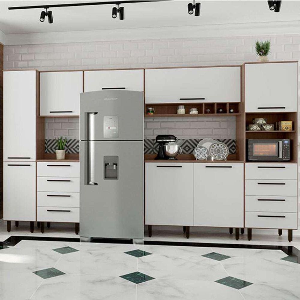 cozinha compacta evolution 8 pt 8 gv branco e tannat