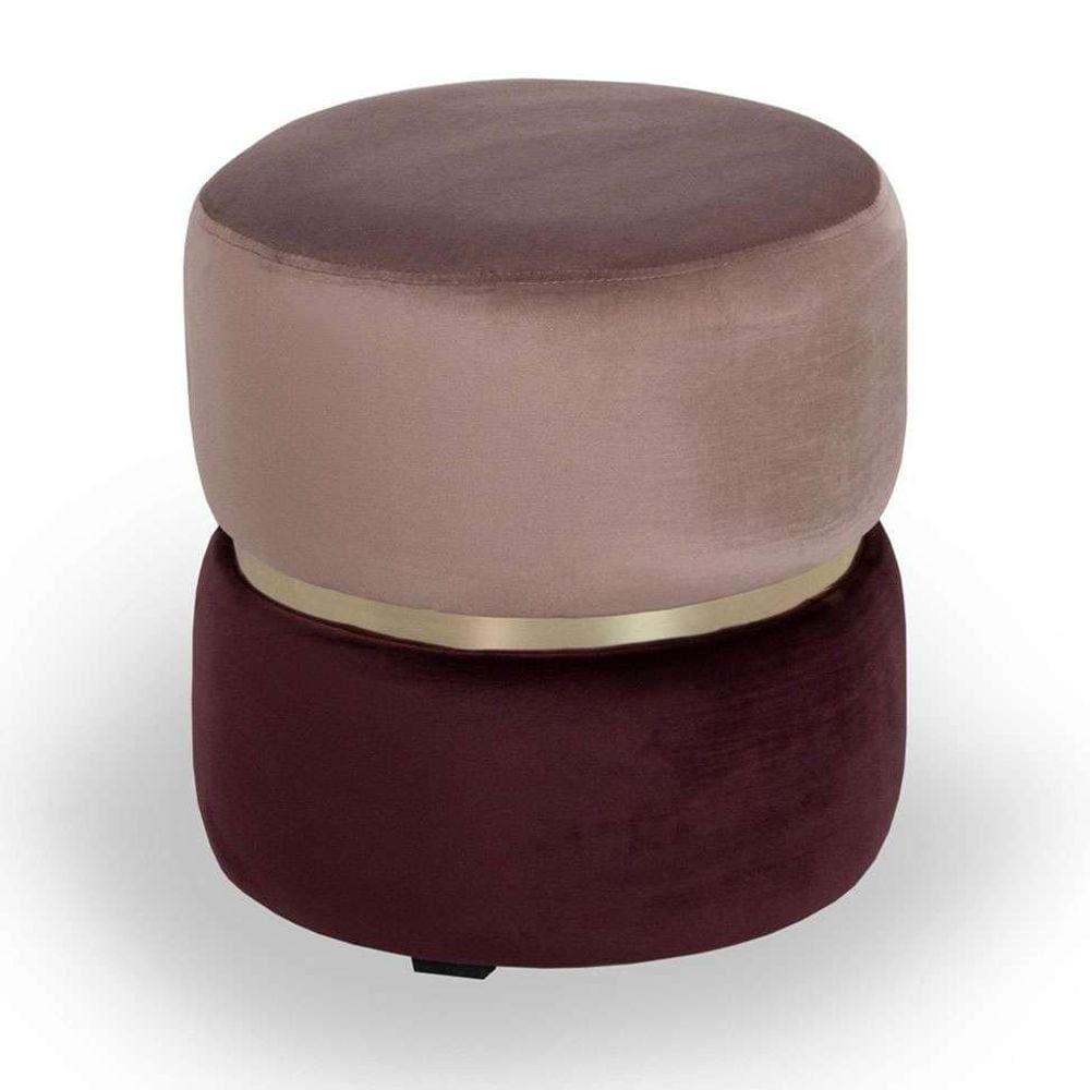 puff round rainbown veludo rosa e uva