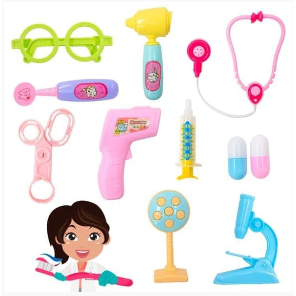 Kit Dentista Mini Doutor Médica Infantil Educativo 12 Peças