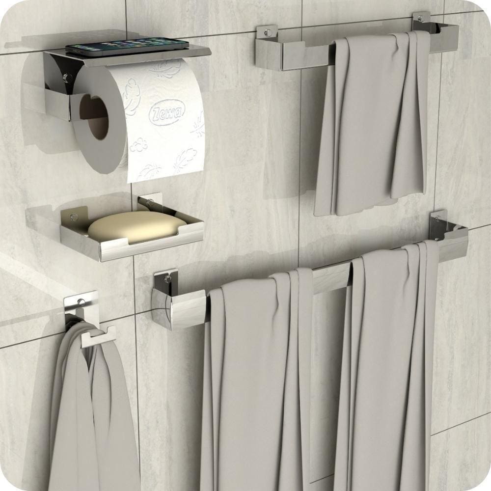 Kit Acessórios Para Banheiro Inox 5 Peças Elg